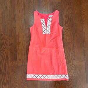 J. Howard peach pink linen dress shift tank short dress spring Easter brunch